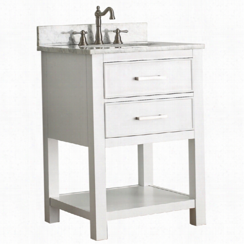 Contemporary Avanity Brooks Modern White Top White Single Sink Vanity