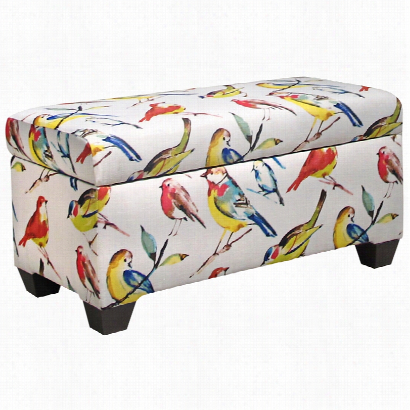 Contemporary Birdwatcher Summer Pattern Multicolo Rlinen St Orage Bench