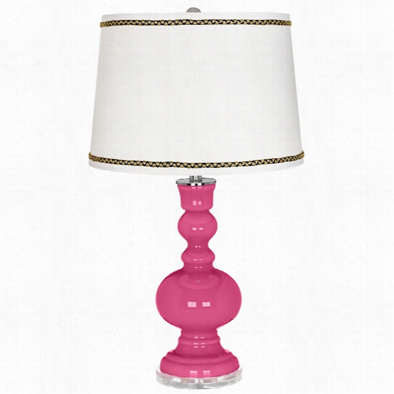 Contemloraary Blkssom Pink Apothecary Table Lamp With Ric-rac Trm