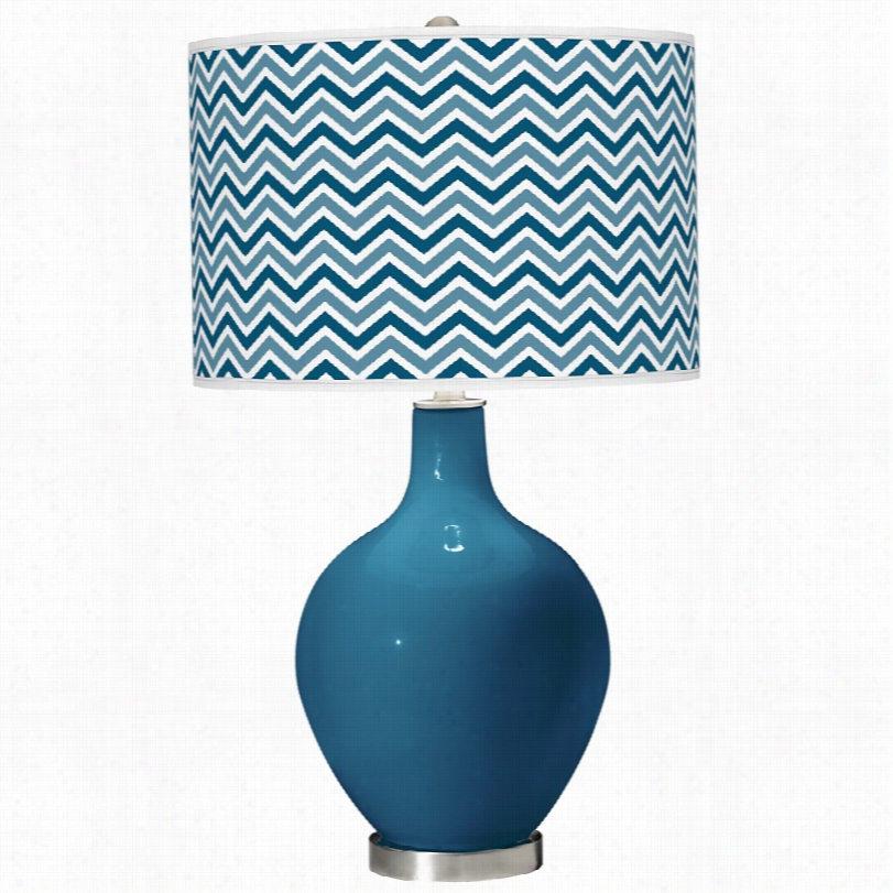Contemporary Bosporuss Blueglass Narrow Zig Zag Color Plus Ovo Table Lamp