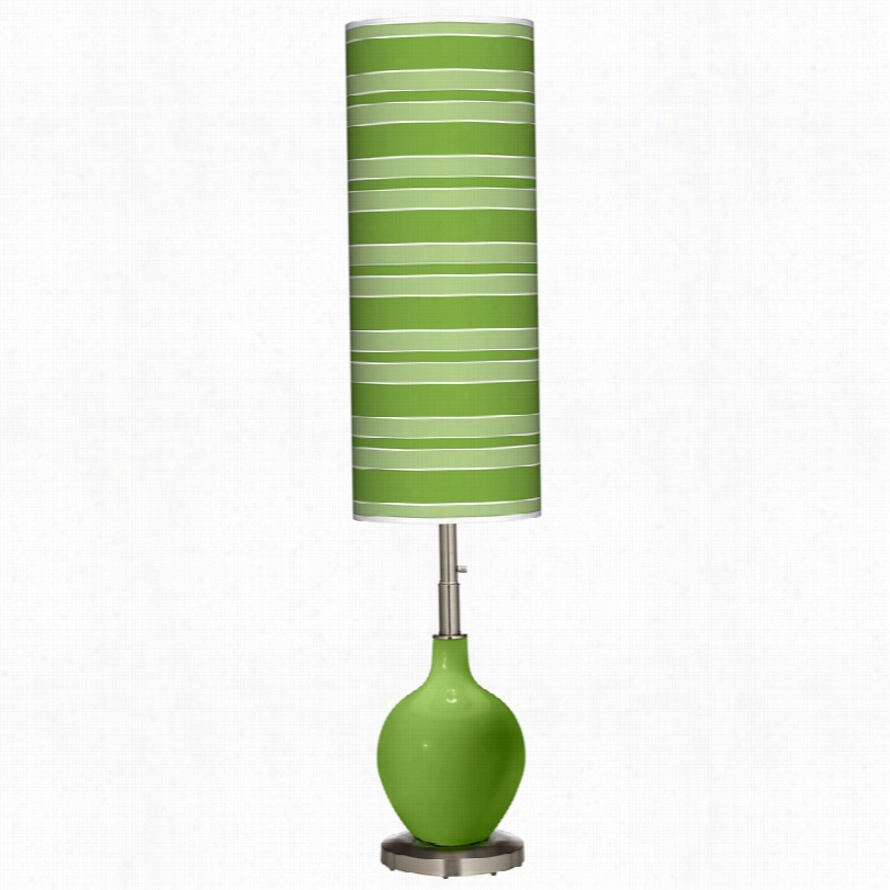 Contemmporary Brushed Steel With Rosemary Green Glass Ovo Floor Lamp