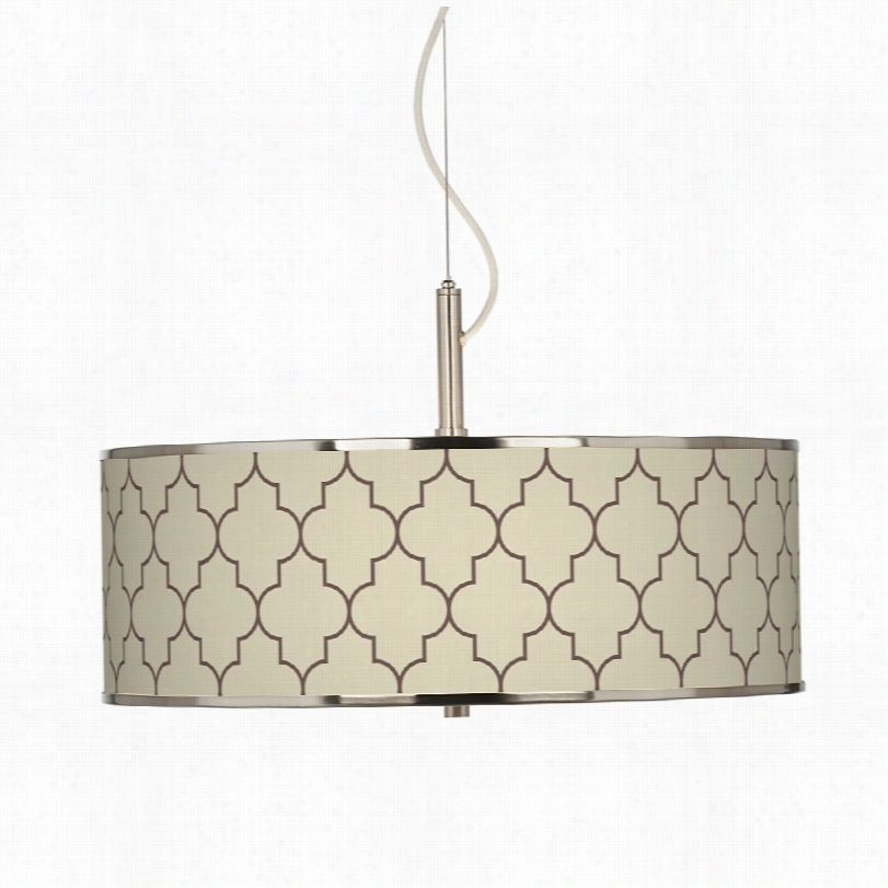 Contemporary Br Ushed Steel With Tangier Taupe 20-inch-w Chandelier Light