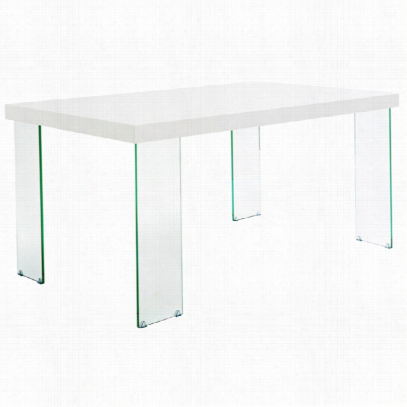 Contemporar Acbrio Small White Rectangular Dining Table -59 1/4-inches-w