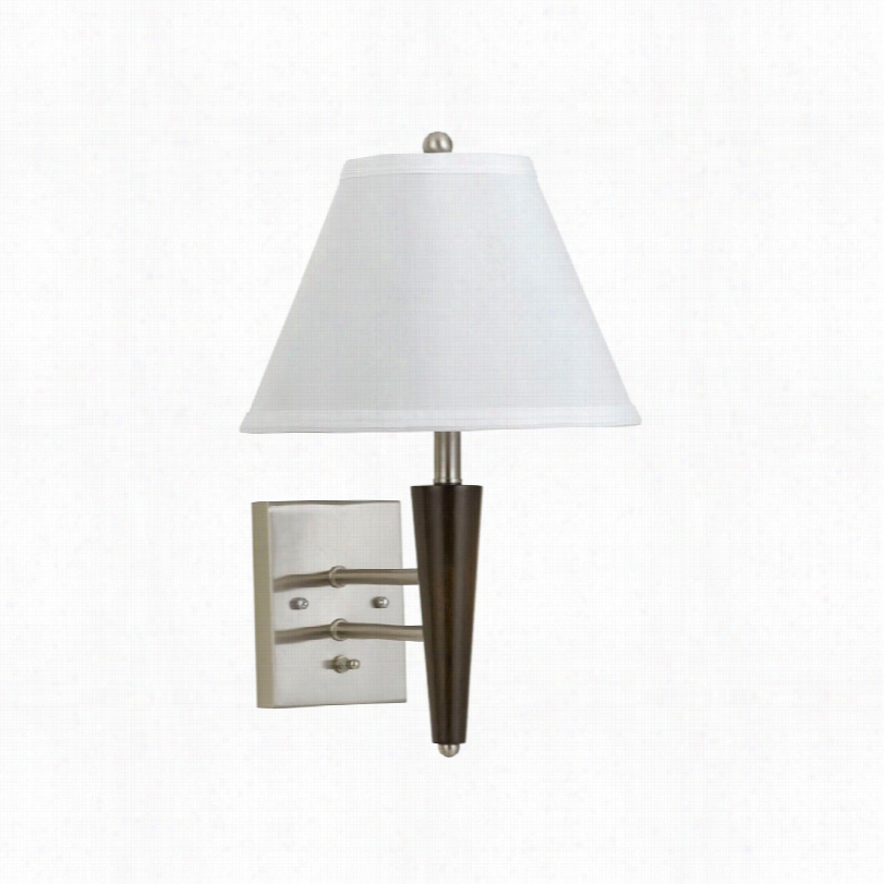 Contemporary Cla Lighting Brushed  Steel And Brown Plug-in Wall Lamp