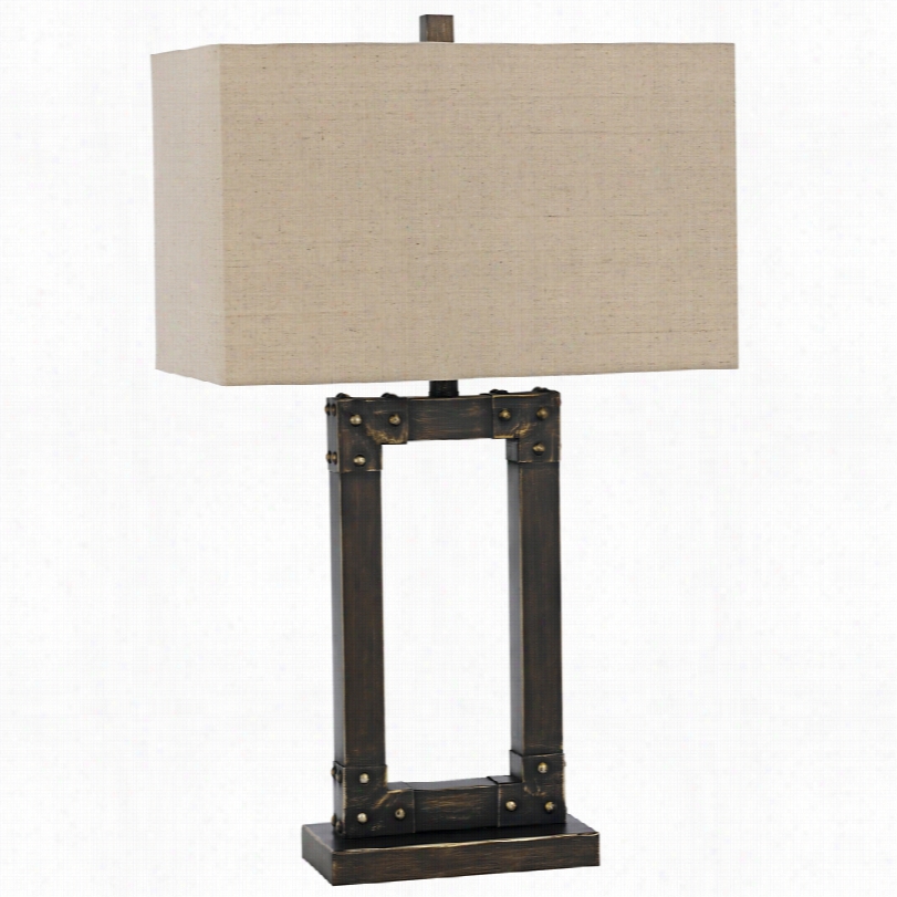 Contemporary Cal Lighting Stearns Iron Metal Rectangular Table Lamp