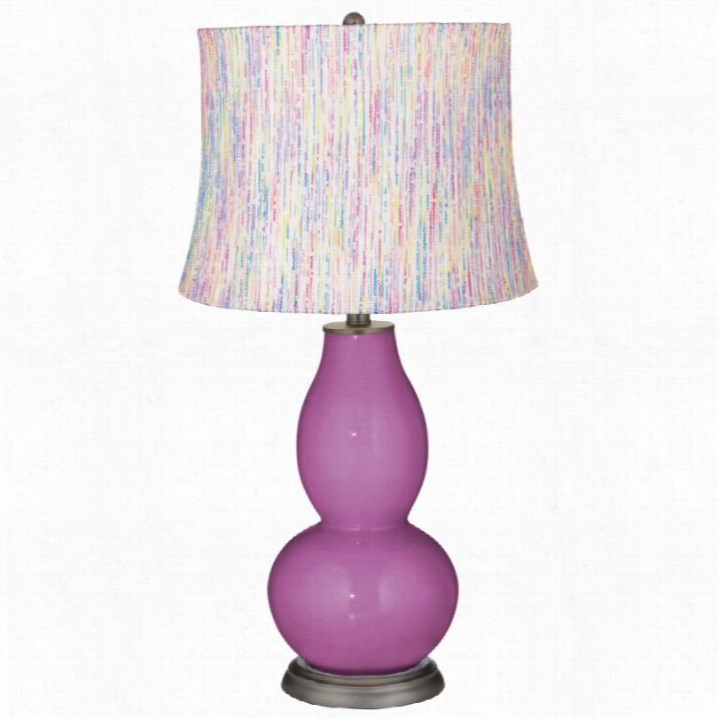 Contemporary Candy-stripe Shade Radiant Orchid Double Gourd Table Lamp