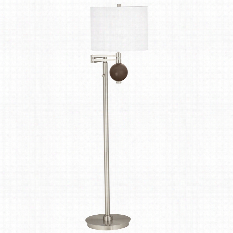 Contemporary Crafe Brown Niko 58--innch-h Swing Arm Foor Lamp