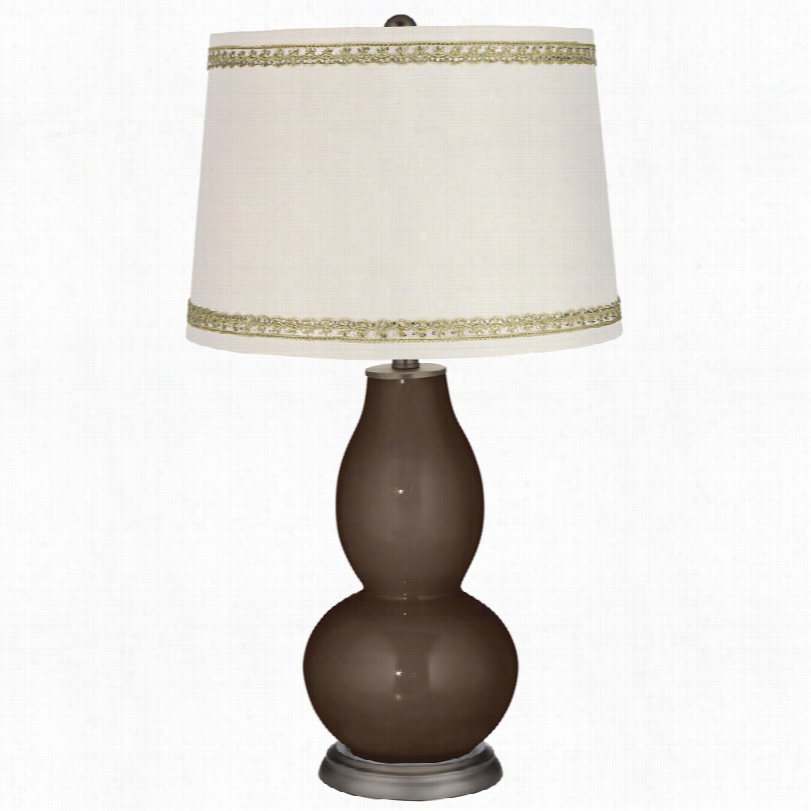 Contemporary Carafe Doulbe Gourd Table Lamp With Rhinestone Lace Trim