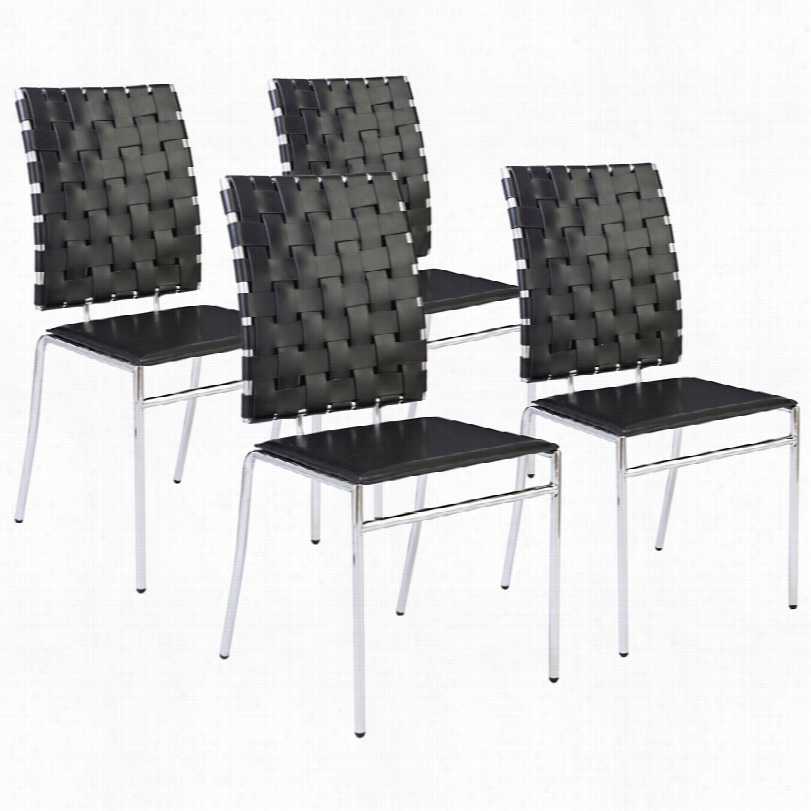 Contemporary Carina Black And Chrome 37 1/-2inch-h Set Of 4 Sidechairs