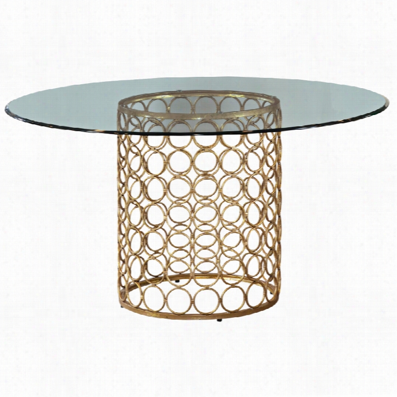 Contemporary Carnaby Modern Lux Gold Round Dining Table- 54-inches-w