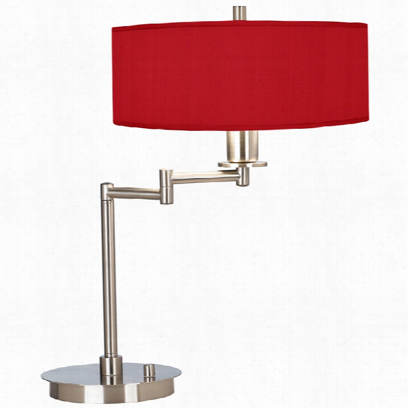 Contemporary China Red Textured Silkk Cfl 20 1/2-inch-h Desk Lamp
