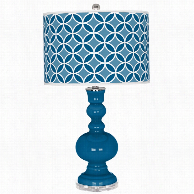 Contemporary  Color Plus Apothecary Mykonos Blue Circle Rings Table Lamp