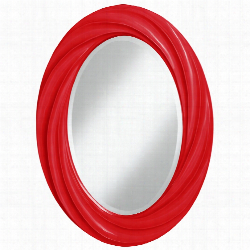 Contemporary Color More Bright Red Twist Oval Wall Mirror-22x30