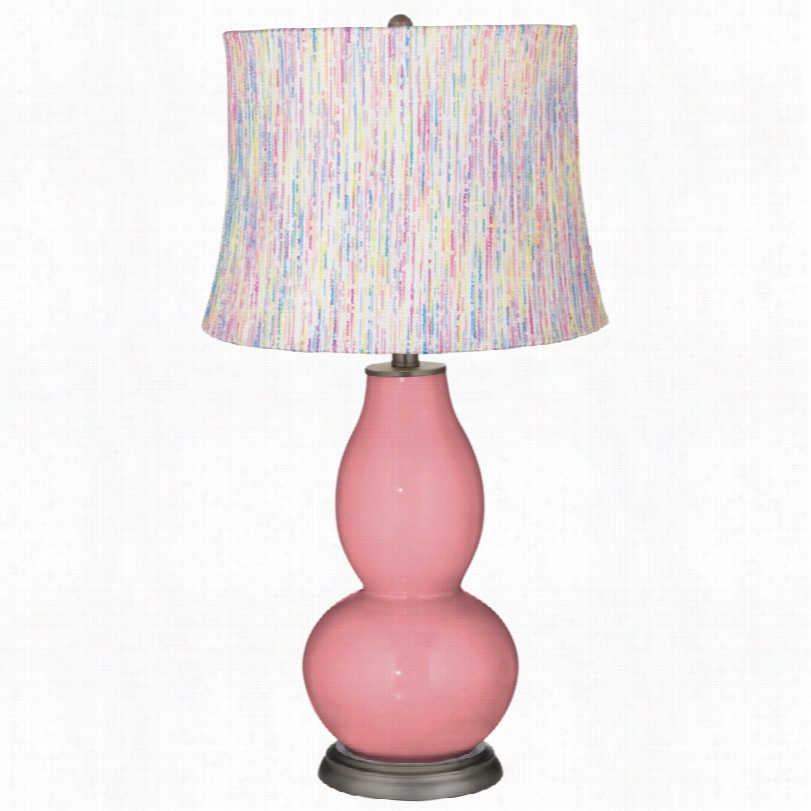 Contemporary Collr Plus Candy-tripe Hauts Pink  Double Gourd Table Lamp