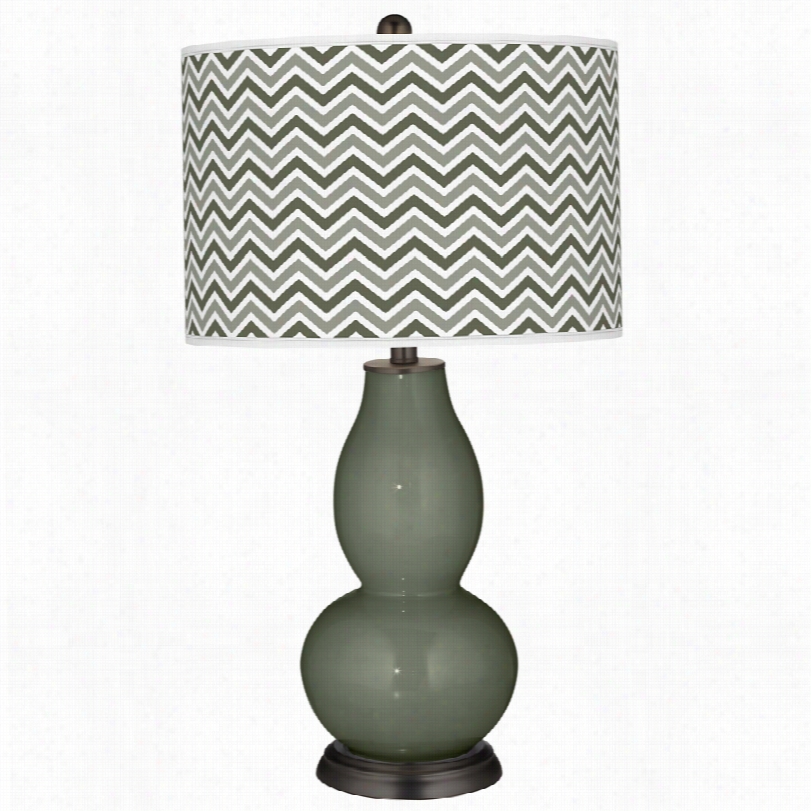 Contemporary  Color Plus Deep Lichen Green Ungenerous Zig Zag Shade  Table Lamp