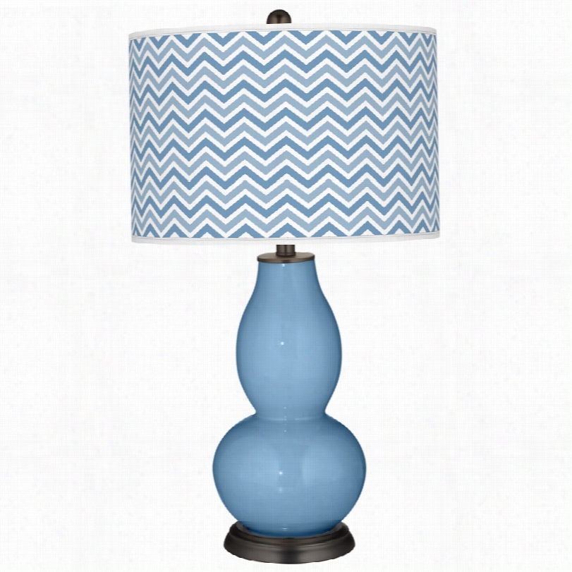 Conemporary Colorr Plus Dusk Blue With Narrow Zig Zag Shade Table Lamp