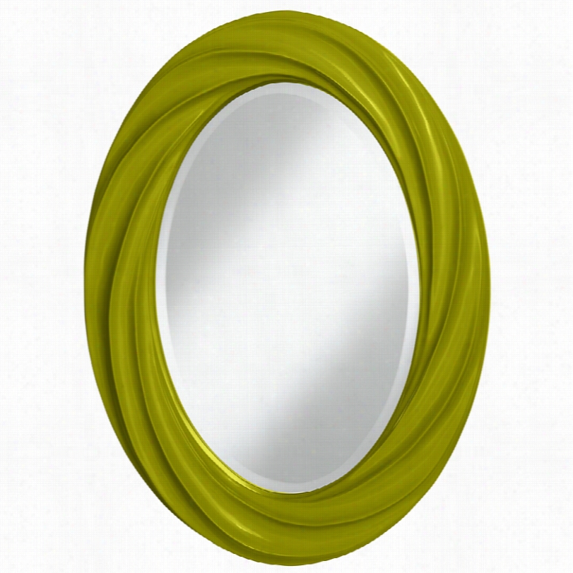 Contemporary Colorp Lus Olive Grern Writhe Ovall Wall Mirror-2x30