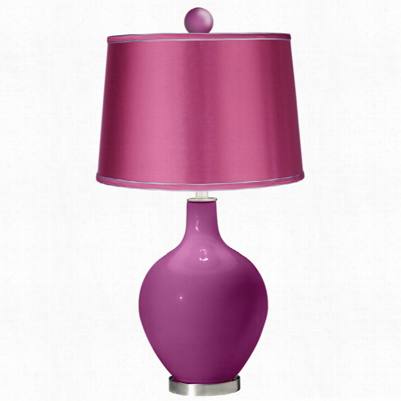 Contemporary Color Plus Ovo Verve Violet With Satin Pink Shade Table Lamp