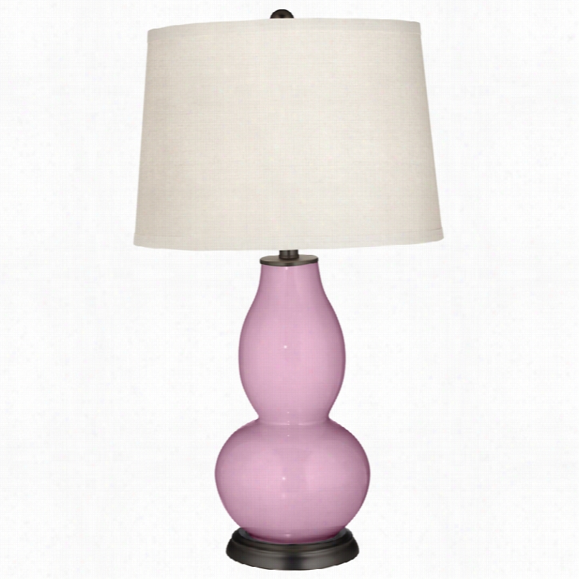 Conttemporary Color Plus Pink Pansy With White Shade Table Lamp