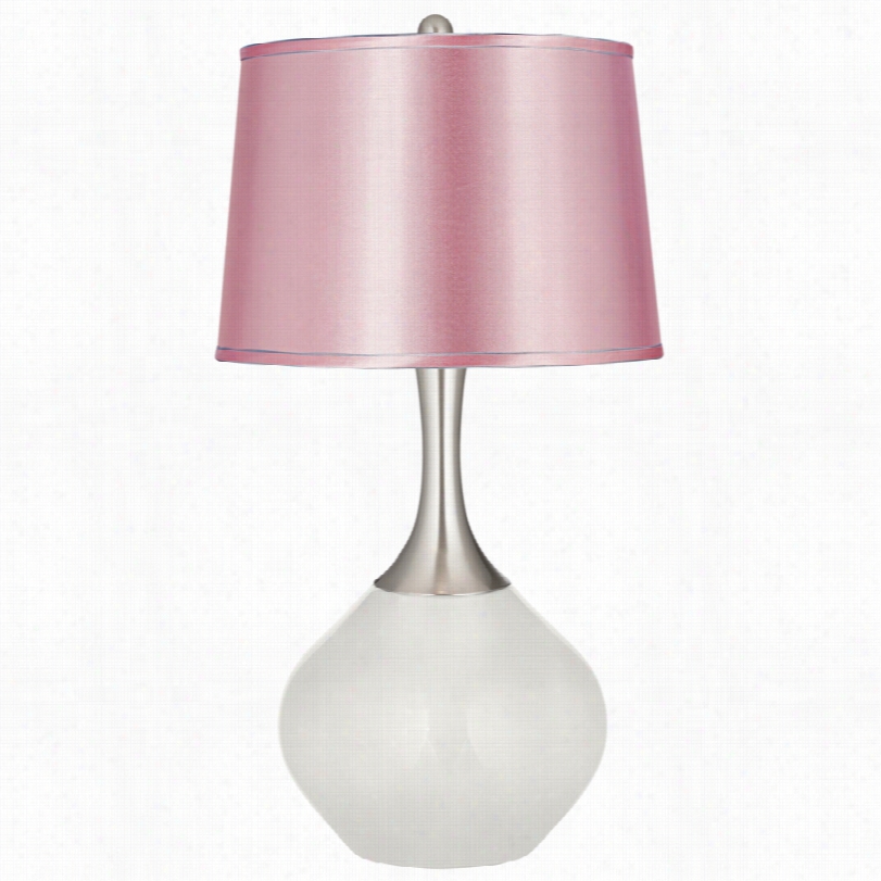 Contemporary Colo Plus Satin Pale Pink Winter White Spencer Table Lamp