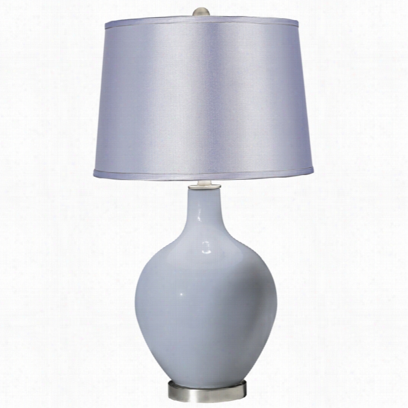 Contemporary Cosmso Blue Satin Periwinkle Drum Shade Ovo Table Lamp