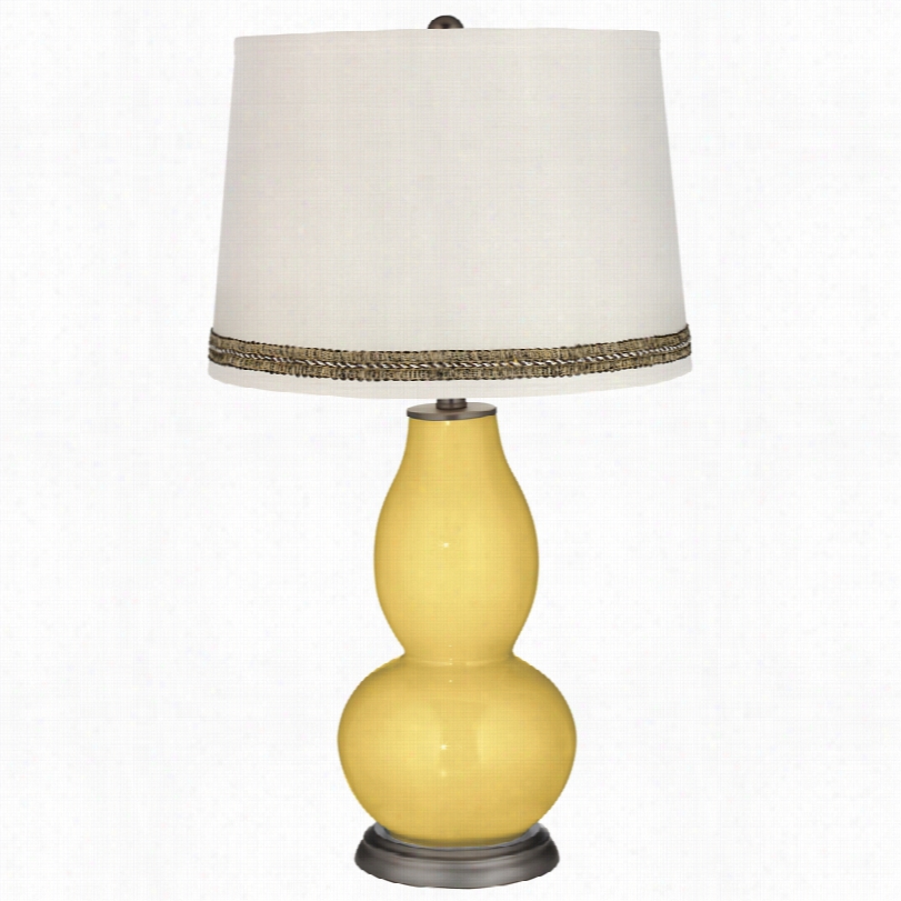 Contempor Ary Daffodil Doubling Gourd Table Lamp With Wave Braid Trimm