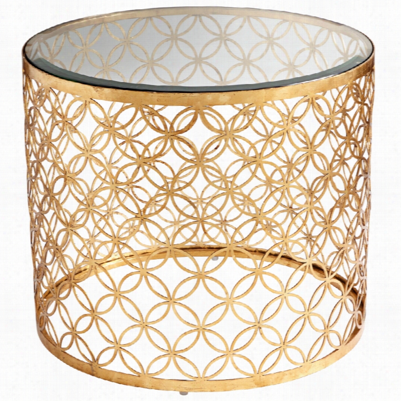 Contemporary Dante Gold Leaf Iron Glass Side Table