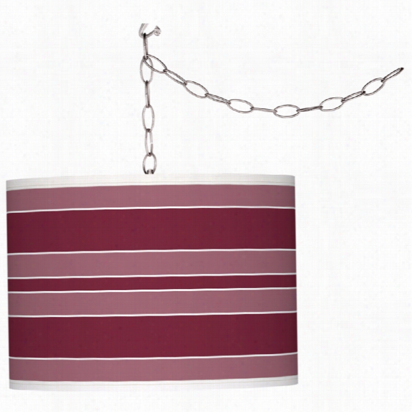 Contemporary Dark Plum Bold Stripe Glow 13 1/2-inch-w Plug-in Pendant