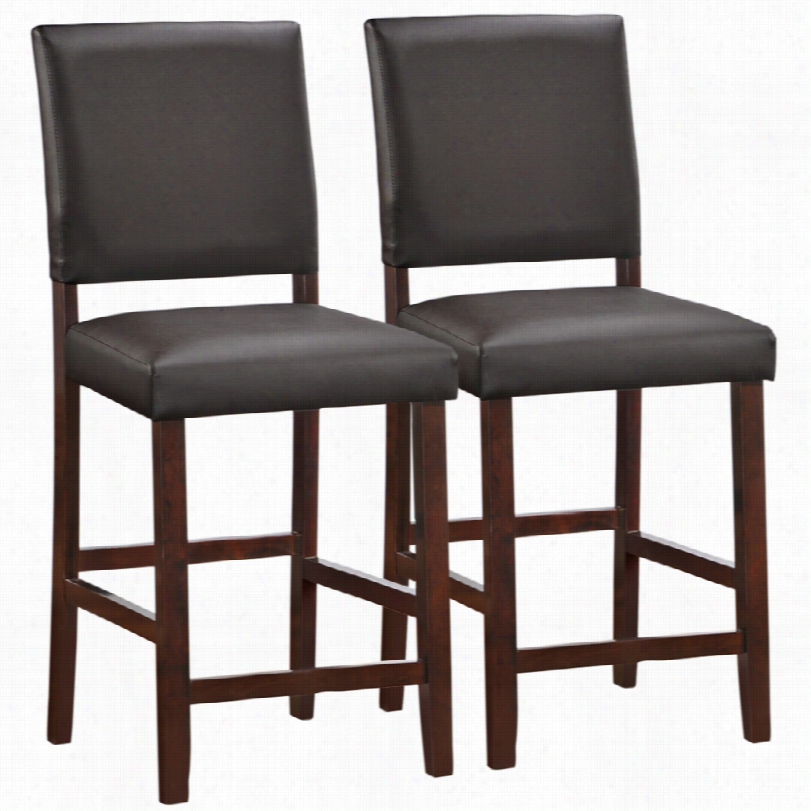 Contemporary Ebony Upholstered Back 41-inch-h Set Of 2 Counter Stools