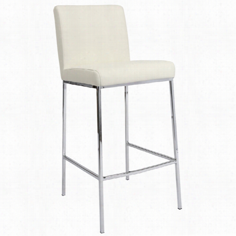 Cobtenporary Emilia Ivory Andc Hrome 29-inch Barstool