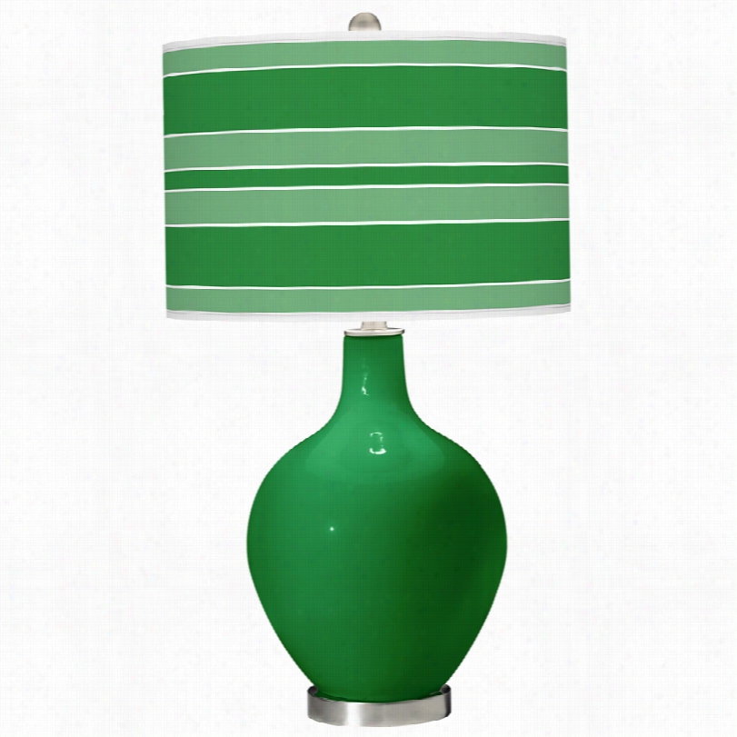 Contemporary Envy Green Art Shadebold Stripe Ovo Color Plus Table Lamp