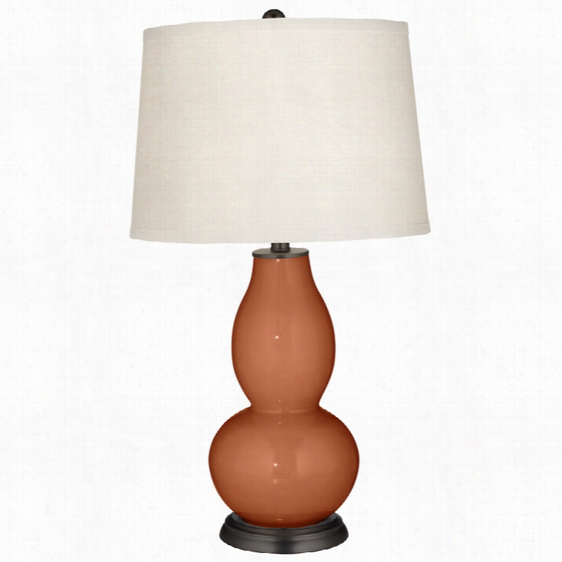 Conntemporary Fawb Brown Double Gourd 29 1/2-inch-h Colot Pls Table Lamp