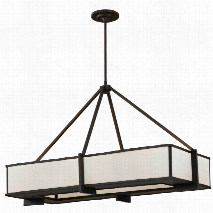 Contemporary Feiss Oil-rubbed With Cream 38-inch-w Pendant Light