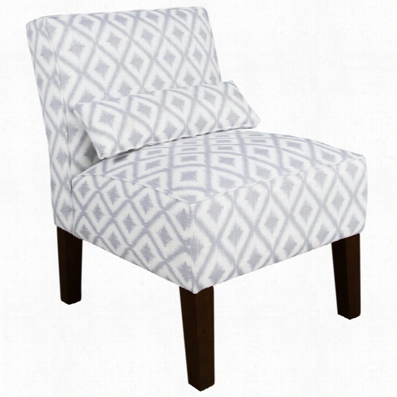 Contemporary Fret Pewter Ikat Armlesss Cont Emlorary Accent Chai
