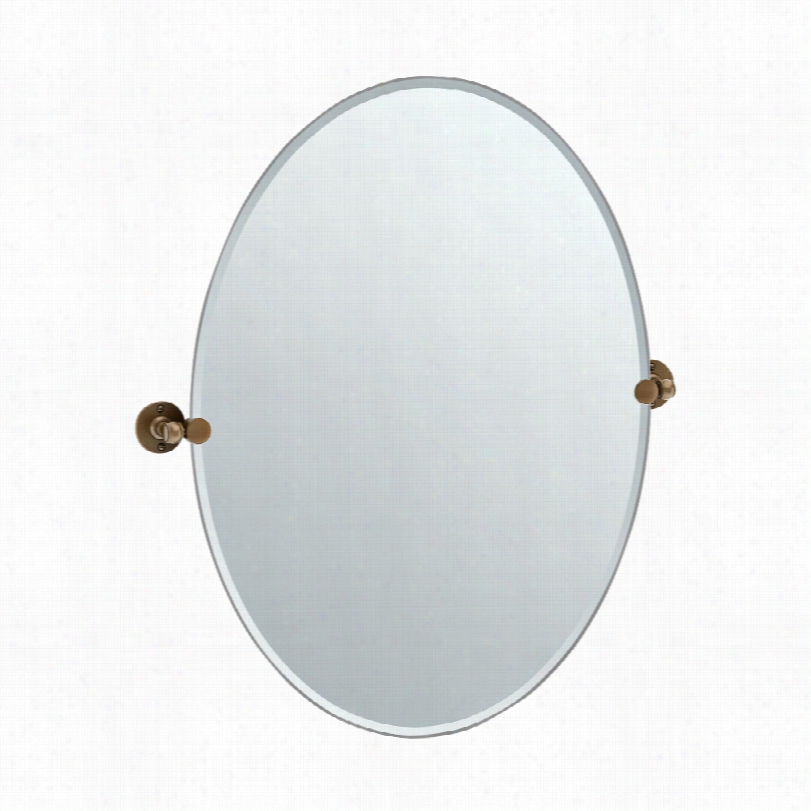 Contemporary Gatco Cafe Brown Large Oval Vanity Mirror-28 3/4x32