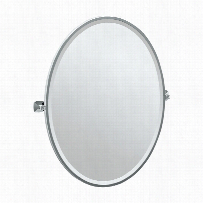 Contemporary Gatco Jewel Chrome Large Oval Wall Mirror-28 1/4x33