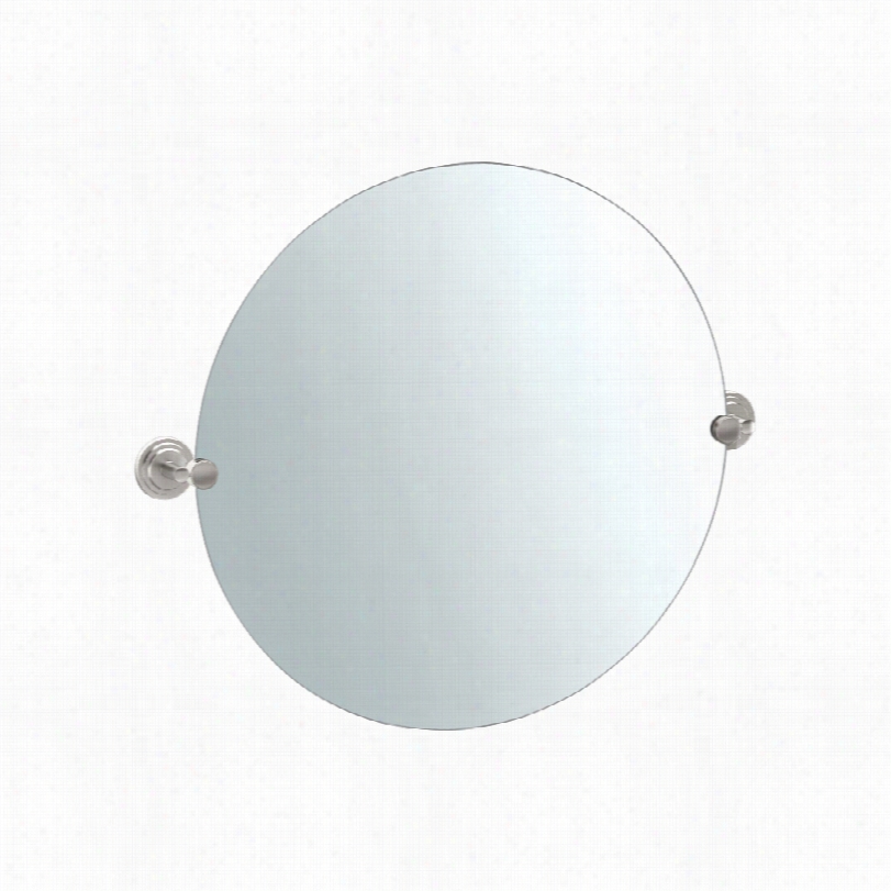 Contemp Orary  Gatco Marina Satin Nickel L Arge Round Wall Mirror-30x25