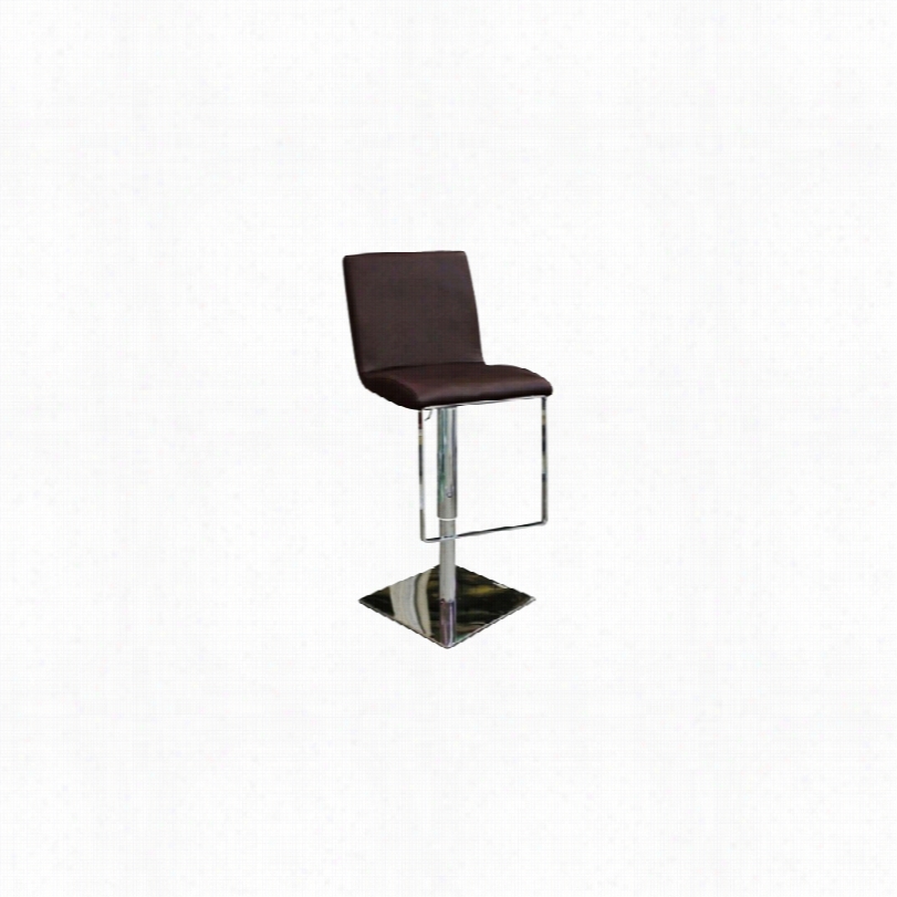 Contemporary Gia Chrome With Chocolate F Aux Leather Adjustable Bar Stool