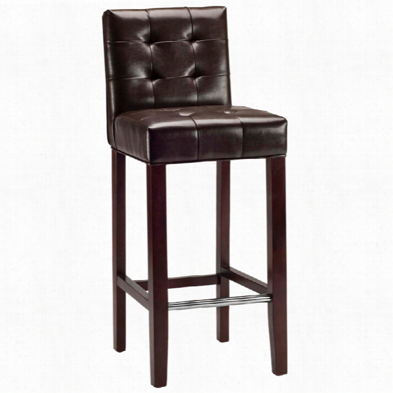 Contemporary Grainoyn Brown Bycast Leathe R29-inch Bar Stool