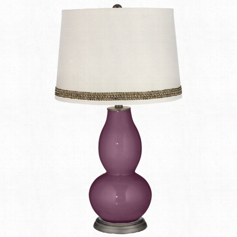 Contemporary Grape Harvest Double Gourd Table Lamp With Wave Braid Trim