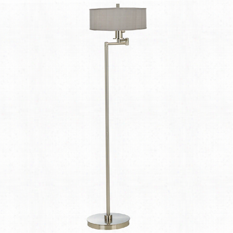 Contemporary Grua Faux Silk Se El Swing Arm 58 1/2-incch-h Floor Lamp