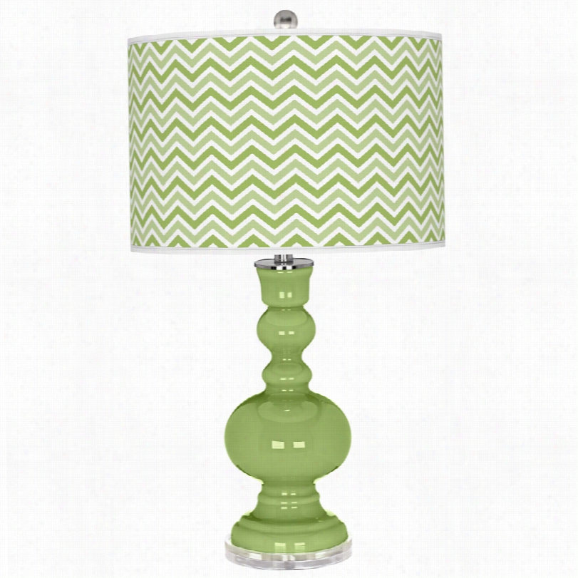 Contemporar Y Green Zig Zag Pattern Color Plus Apothecary Table Lamp