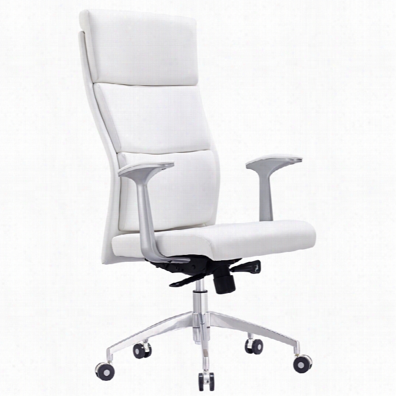 Contemporary Harvard Executive White Faux Leather Adjustable Office Seat Of Justice