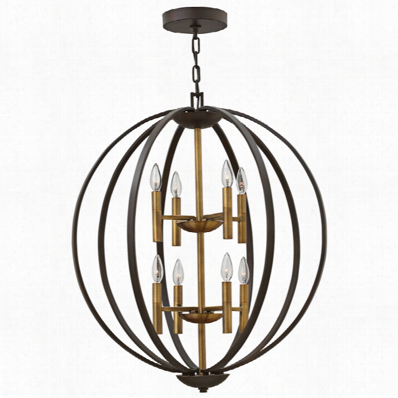 Contemporary Hinkley Euclid 28 1/4-inch-w  Spanish Bronze 8-light Hanging Appendage