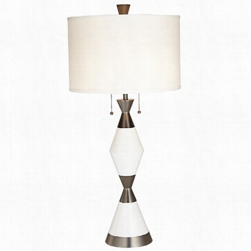 Contemporary Infinity Whit Gloss And Gun Metal 35-inch-h Table Lamp