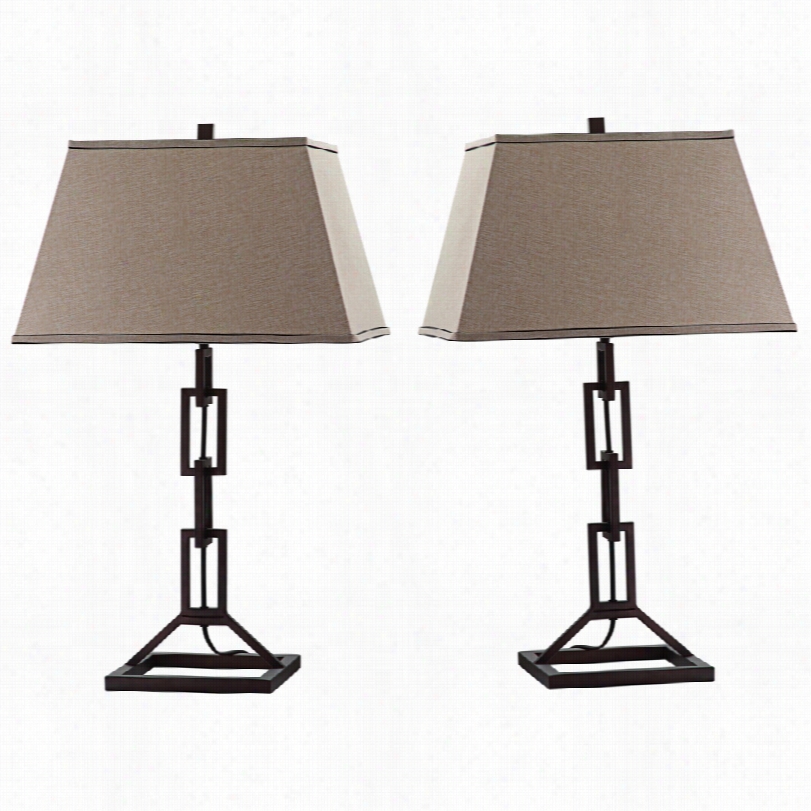 Contemporary Jamesville Bronze Chain Link Set Of 2 Table Lamp