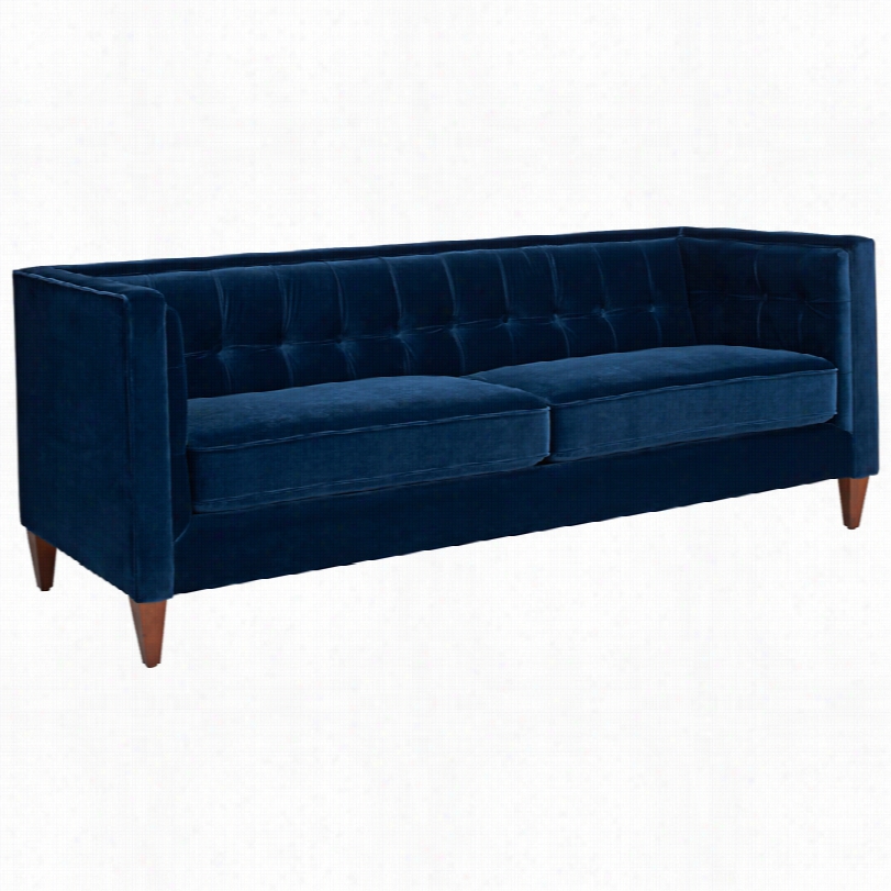 Contemporary Jennifer Taylor Modern Milano Blue Chenill Sofa