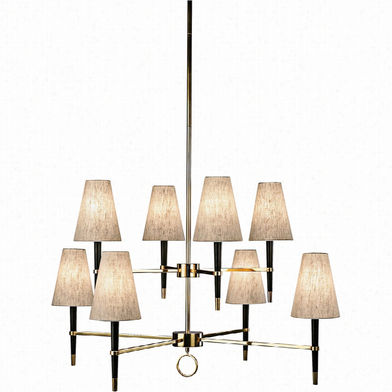 Contemporary Jonathan Adler Ventana Brass With Ebony Woodd Chandelier