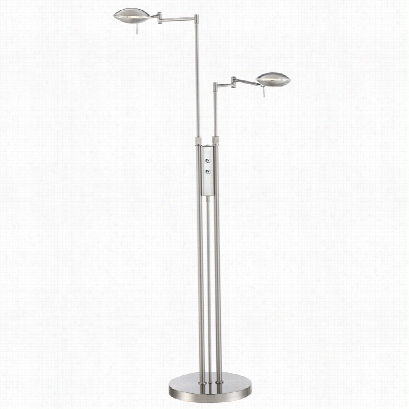 Contemporary Journey Satin Nickel Possini Euro Swing Arm Led Floor Lamp