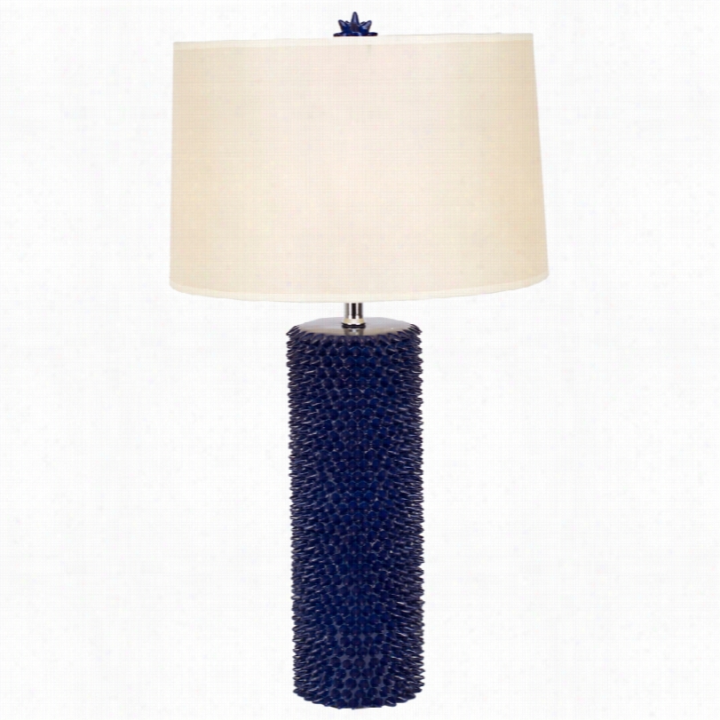 Contemporary Lapis Lazuli Spiky Table Lamp  With Chamois Parchment Shade